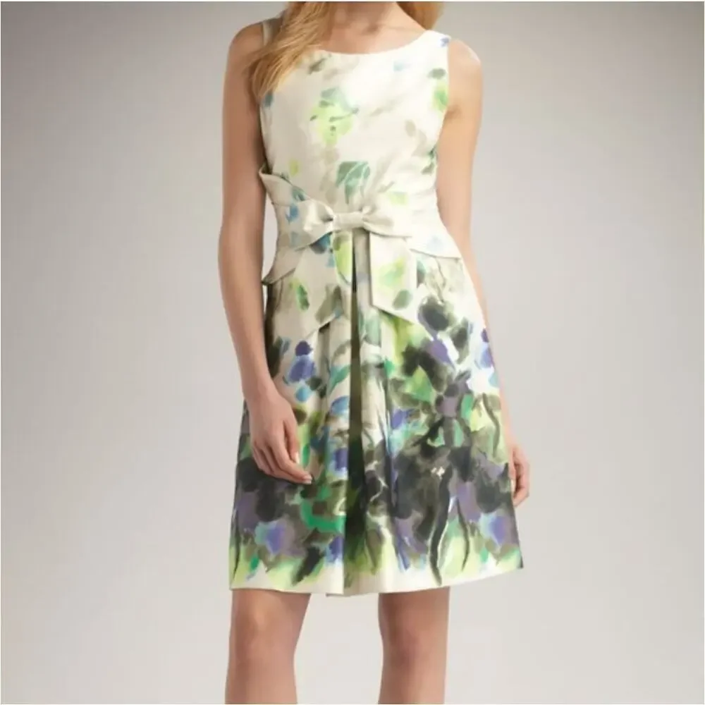 Kate Spade New York Jillian Natural Clotted Cream Watercolor Dress Womens size 2